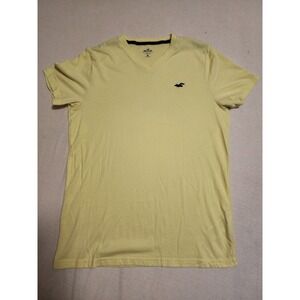 Mens Hollister Light Yellow V-Neck T-Shirt Size Medium